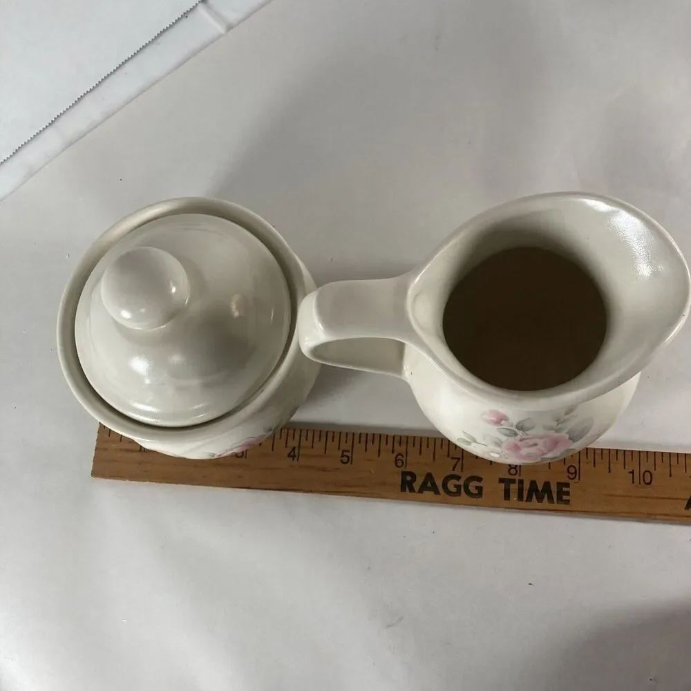 Pfaltzgraff Tea Rose Sugar Bowl Creamer Set Vintage Cottagecore Grannycore Boho